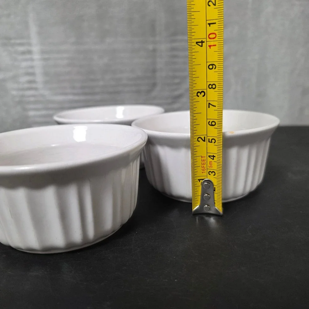CorningWare French White Ramekin Set of 3 7oz Tableware Baking Minimalist FAIR